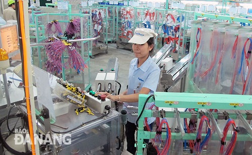 Production line at the city’s branch of the Fujikura Automotive Viet Nam company