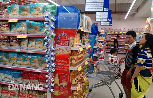 Shoppers at a local supermarket