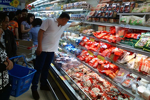 Shoppers at a local supermarket 