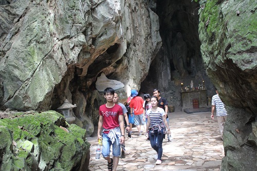 Visitors to the Marble Mountains Tourist Area