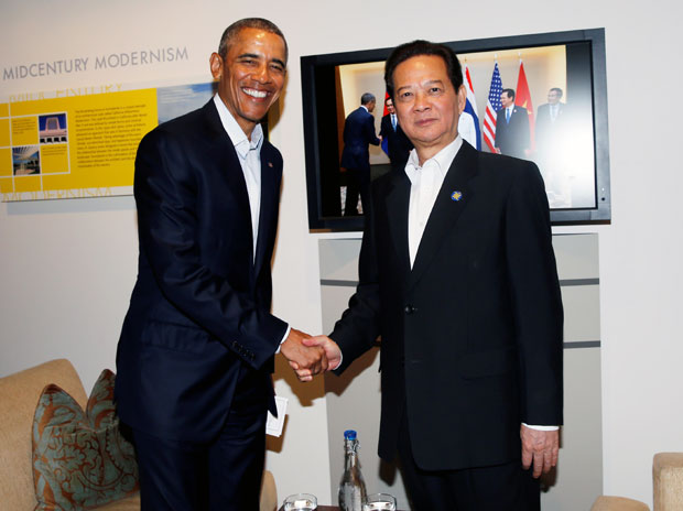 Thủ tướng Chính phủ Nguyễn Tấn Dũng gặp Tổng thống Hoa Kỳ Barack Obama.   Ảnh: TTXVN