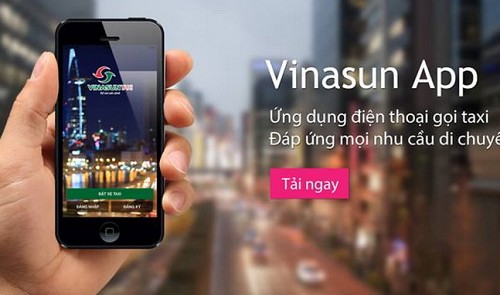 A poster of the Vinasun taxi-booking app