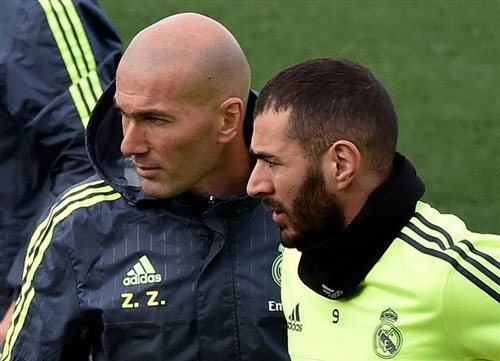 HLV Zidane và học trò đồng hương Benzema.