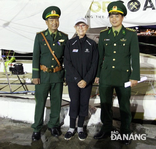 Mrs Ann Adams (middle) and 2 of her rescuers