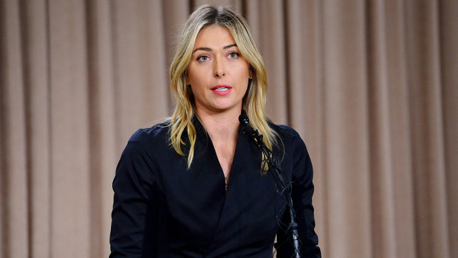 Maria Sharapova trong cuộc họp báo tại Los Angeles (Mỹ). Ảnh: Reuters