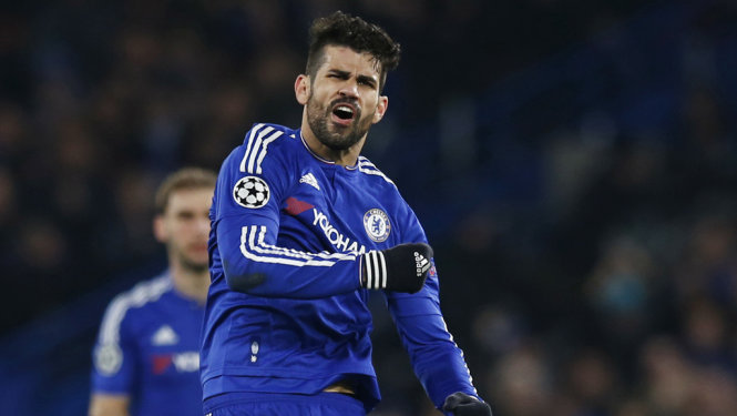 Costa ăn mừng bàn gỡ 1-1 cho Chelsea. Ảnh: Reuters