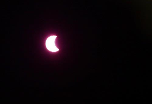 A partial solar eclipse as observed at 6:50 am in Ho Chi Minh City on March 9, 2016.