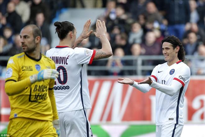 Zlatan Ibrahimovic và Edinson Cavani đóng góp 6 bàn thắng trong chiến thắng 9-0 của PSG