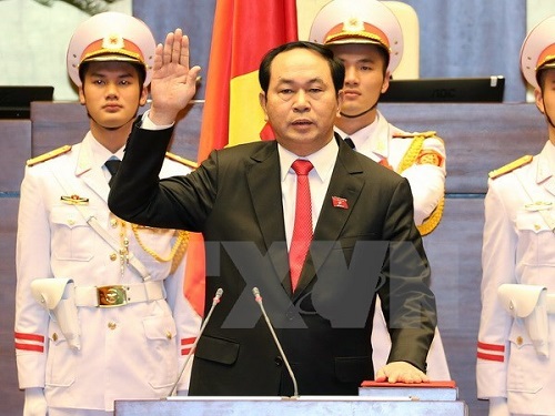 New President Tran Dai Quang was sworn into office in the morning of April 2 (Photo: VNA)