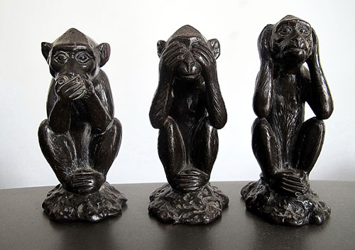 Hình tượng 3 chú khỉ “ba không”. (Nguồn Internet)