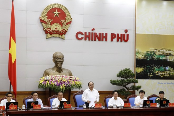 Thủ tướng Nguyễn Xuân Phúc chủ trì phiên họp chính phủ thường kỳ (Nguồn: TTXVN)