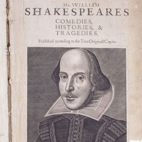 Chân dung Shakespeare ở trang đầu tác phẩm của ông.