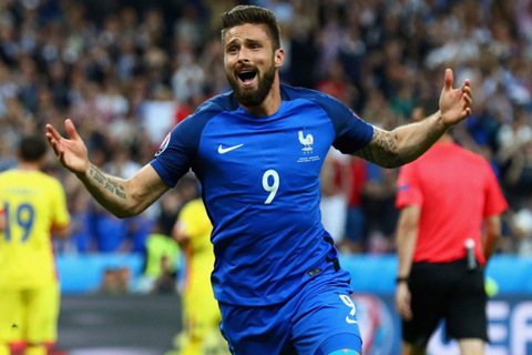 Giroud là người ghi bàn thắng đầu tiên của EURO 2016