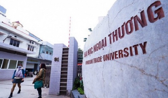 The front gate of the main campus of Foreign Trade University in Ha Noi