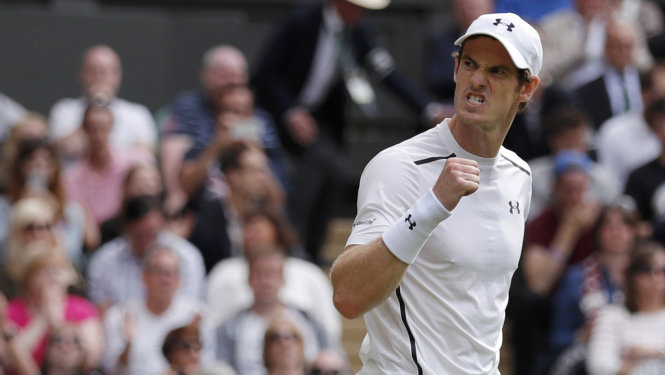 Andy Murray ăn mừng chiến thắng trước Yen-Hsun Lu. Ảnh: Reuters