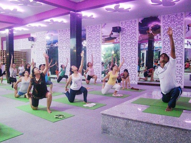  A yoga class managed by an Indian teacher at Fitness and Yoga Funny