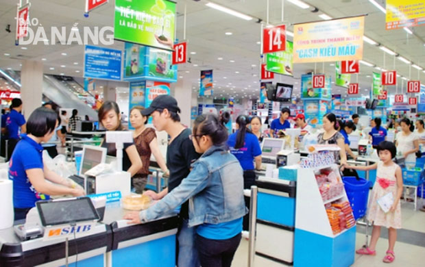 Shoppers at a local supermarket