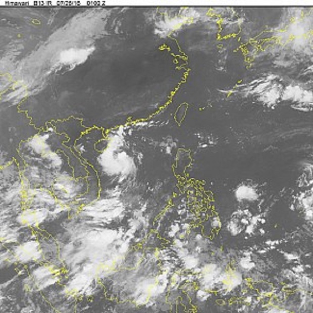 A satellite image provided by the National Center for Hydro-Meteorological Forecasting of the depression in the East Viet Nam Sea