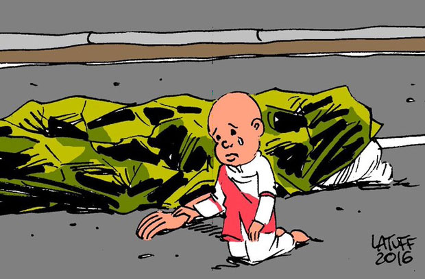 Búp bê khóc - Tranh của Carlos Latuff