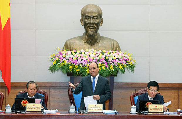 Thủ tướng Nguyễn Xuân Phúc phát biểu khai mạc phiên họp.  				                  Ảnh: TTXVN