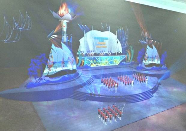 An impression of the stage décor for the ABG5 opening ceremony