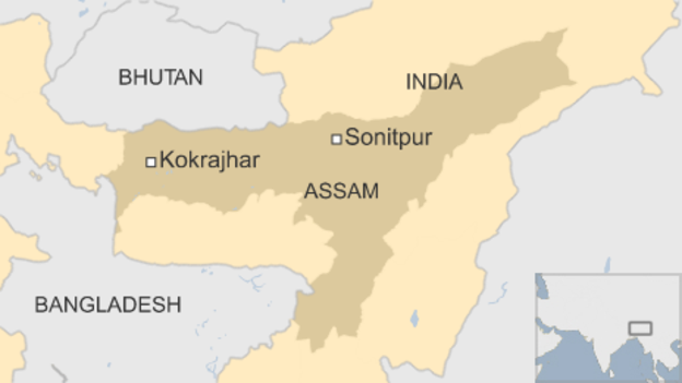 Vị trí thị trấn Kokrajhar. (Nguồn: BBC)