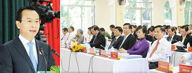 Bí thư Thành ủy, Chủ tịch HĐND thành phố Nguyễn Xuân Anh phát biểu khai mạc kỳ họp. 						Ảnh: ĐẶNG NỞ