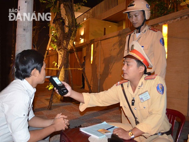   A driver undergoes a breathalyser test