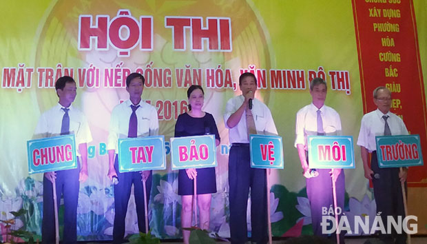 Hội thi cán bộ Mặt trận với nếp sống văn hóa, văn minh đô thị của Mặt trận phường Hòa Cường Bắc, quận Hải Châu.