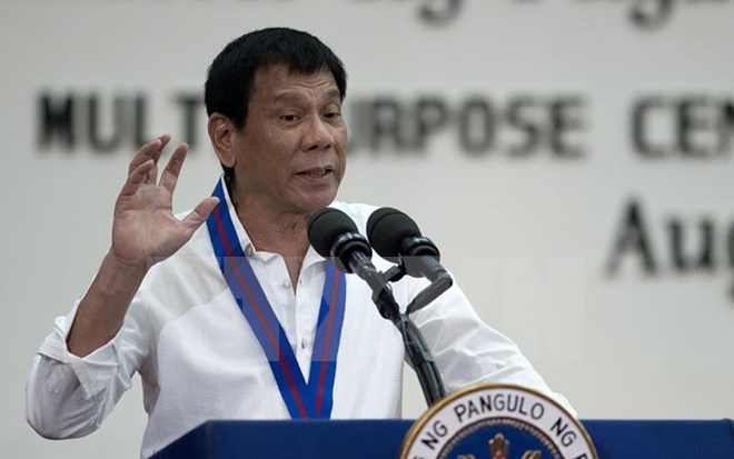 Tổng thống Philippines Rodrigo Duterte. (Nguồn: AFP/TTXVN)