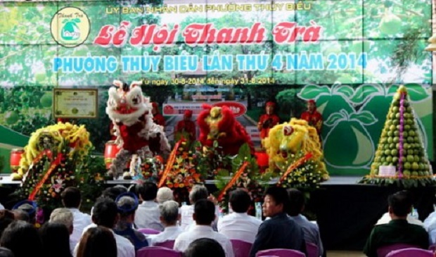 A performance at the inaugural ceremony of the fourth edition of the Thanh Tra Fruit Festival in Thuy Bieu Ward, Hue City, central Vietnam on August 30, 2014. Tuoi Tre