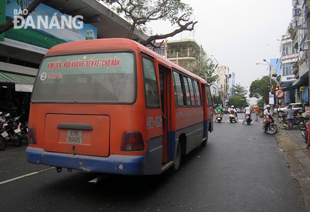  A bus running on a local street