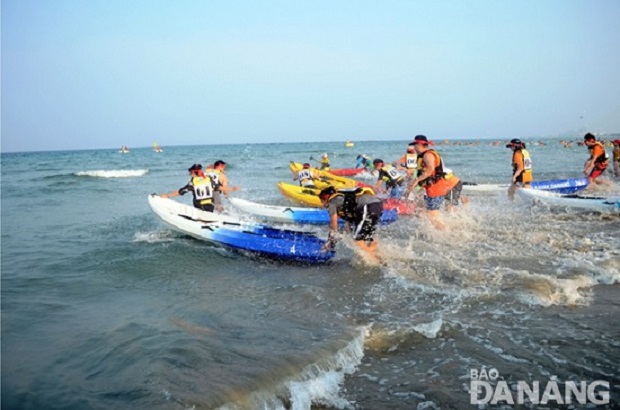  Kayak racing at a local beach