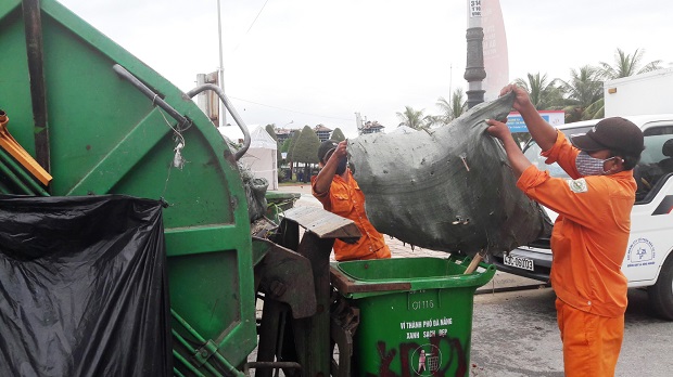 Sanitation workers on duty