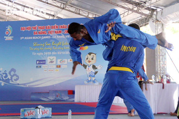 Indian athletes actively practising Vovinam before participating in their official matches with their rivals