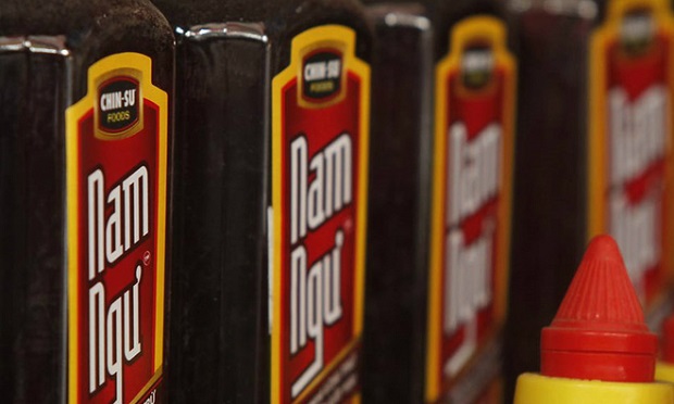 Masan Group's Nam Ngu brand fish sauce displayed for sale at a market in Hanoi. Photo by Reuters 