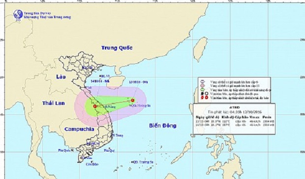 Central Vietnam is forecast to be subject to a direct hit from the depression. Nat’l Center for Hydro-Meteorological Forecasting