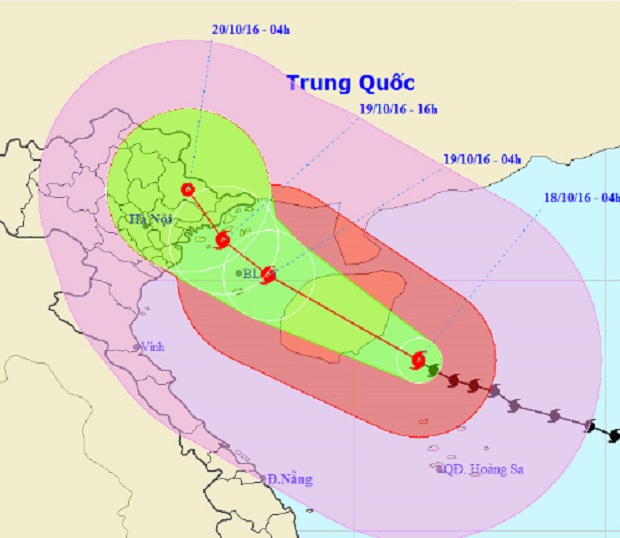 The predicted movement of the storm