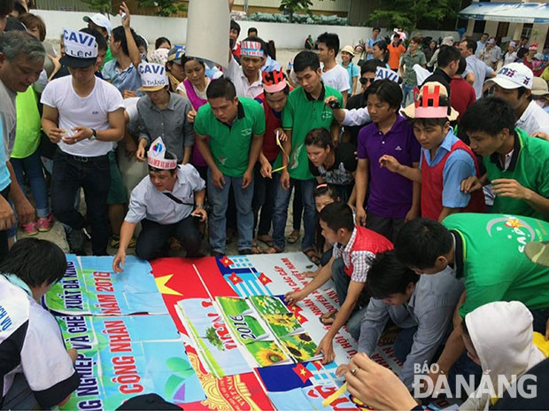 Local workers taking part in a group activity