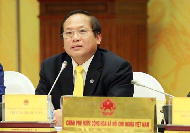 Bộ trưởng Bộ Thông tin và Truyền thông Trương Minh Tuấn. (Ảnh: PV/Vietnam+)