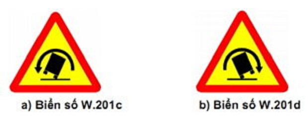 Danger signs warning drivers of a dangerous left (L) and right (R) bend respectively that may overturn their vehicles.