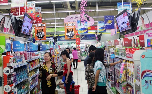 Shoppers at a local supermarket