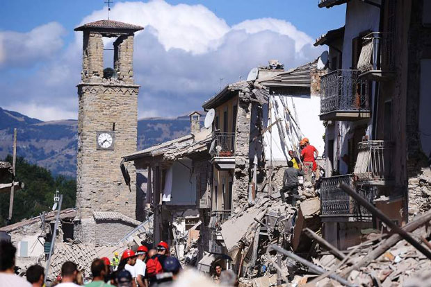 Thị trấn Amatrice sau trận động đất.