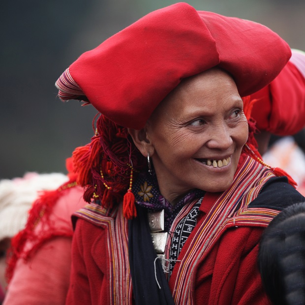  An ethnic minority woman in a beautiful traditional costume