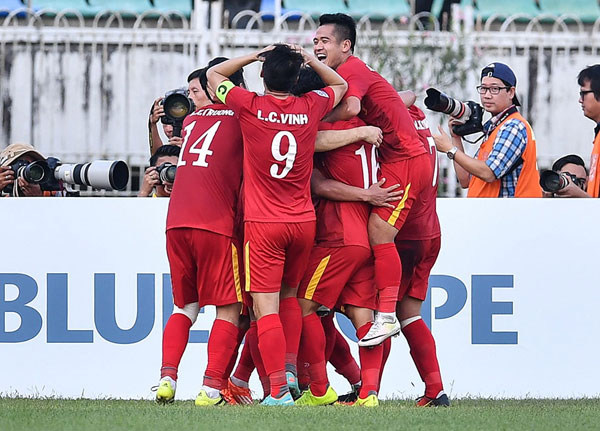 Niềm vui của các cầu thủ Việt Nam. (Nguồn: Affsuzukicup)