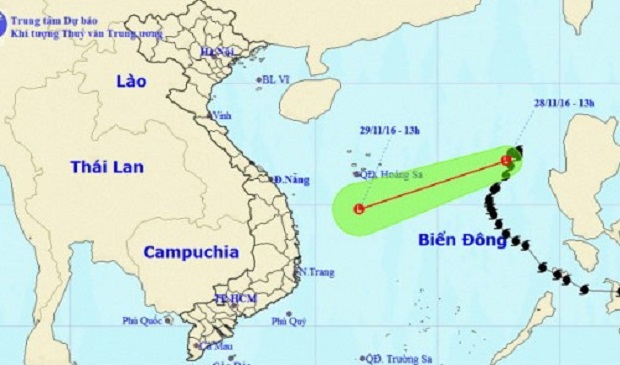 This map shows the center of the low-pressure area.