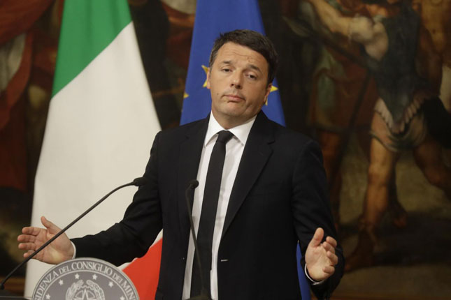 Thủ tướng Matteo Renzi tuyên bố từ chức. 						Ảnh: AP