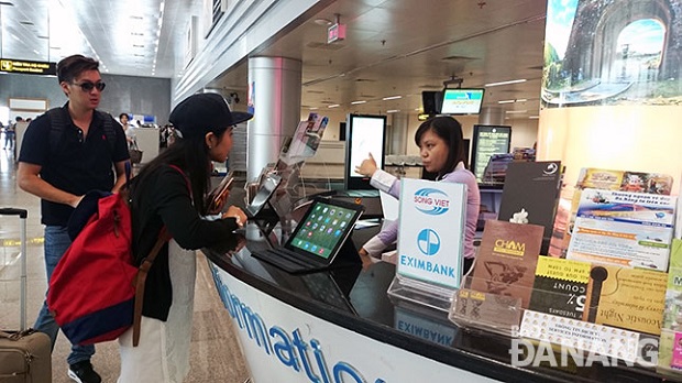 Visitors at the International Airport’s information desk