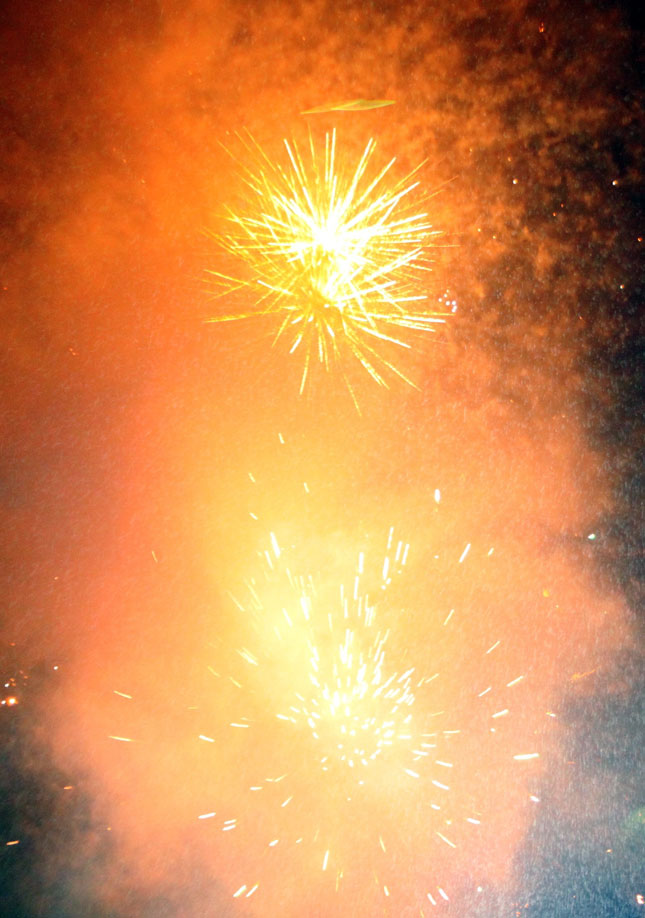 The magnificent fireworks display at the stroke of midnight