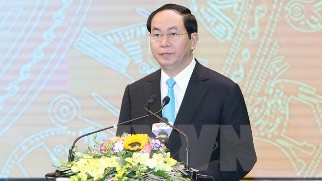 President Tran Dai Quang speaks at the ceremony. (Photo: VNA)